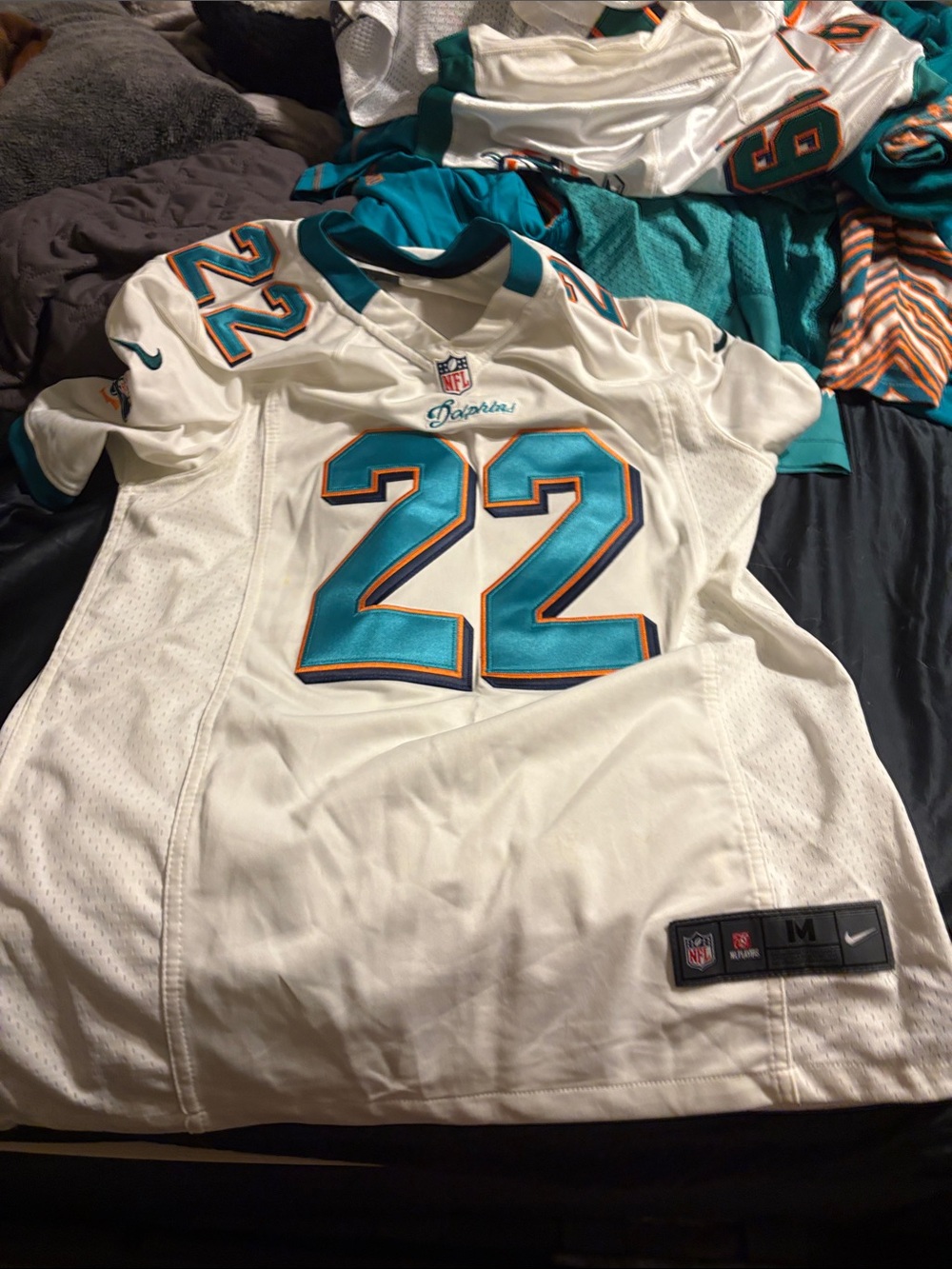 Nike White & Aqua Miami Dolphins #22 Football Jersey